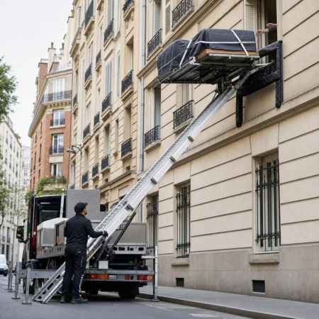 D&eacute;m&eacute;nagement en &eacute;tage sans ascenseur : la solution du monte-charge &agrave; Noisy-le-Sec